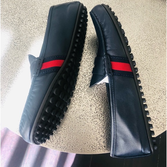 Gucci midnight blue loafers with Web NWT - Picture 6 of 8